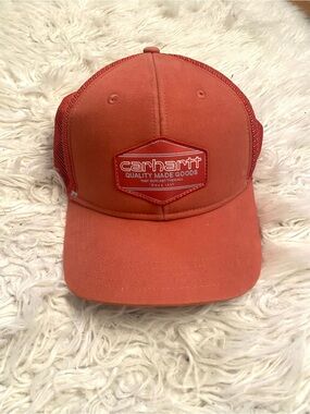 Carhartt Canvas Mesh-back Quality Patch Cap Force Sweatband Trucker Hat Orange